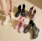 Women's Rain Boots Mid-Calf Outerwear Waterproof Anti-Slip Rubber Shoes