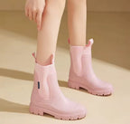 Women's Rain Boots Mid-Calf Outerwear Waterproof Anti-Slip Rubber Shoes