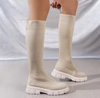 Fashion Women's Boots Mid Sleeve Elastic Socks Boots Thick Sole Boots