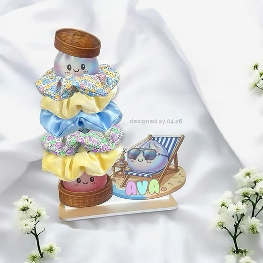Acrylic printed and personalised dumpling scrunchie holder