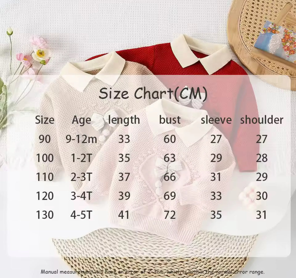 Knitted bow jumper and skirt sets