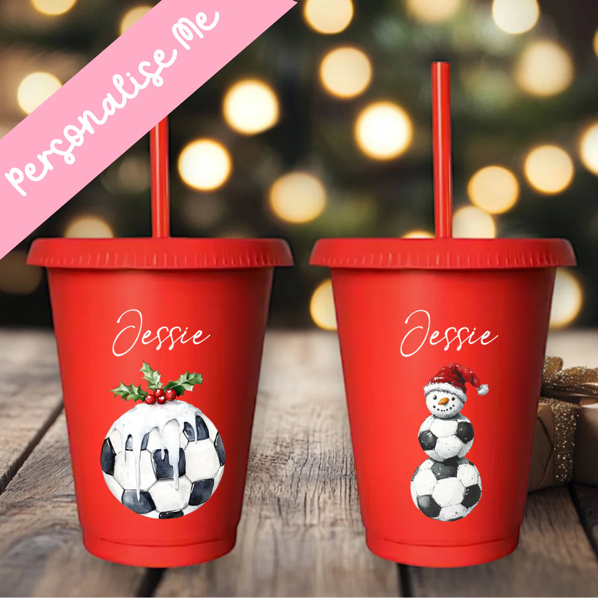 Football Christmas cold cup 16oz