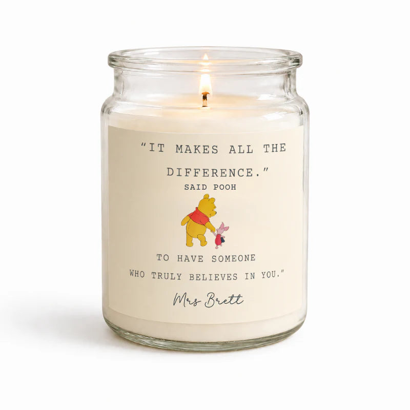Personalised large mason candle -someone who believes