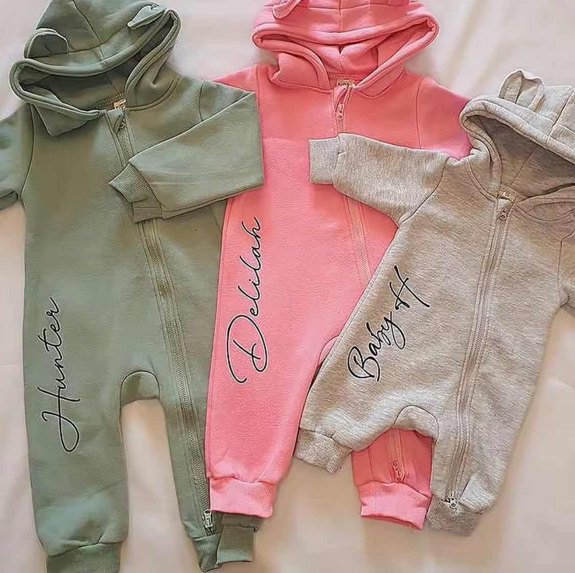 Personalised baby hooded bear onesie