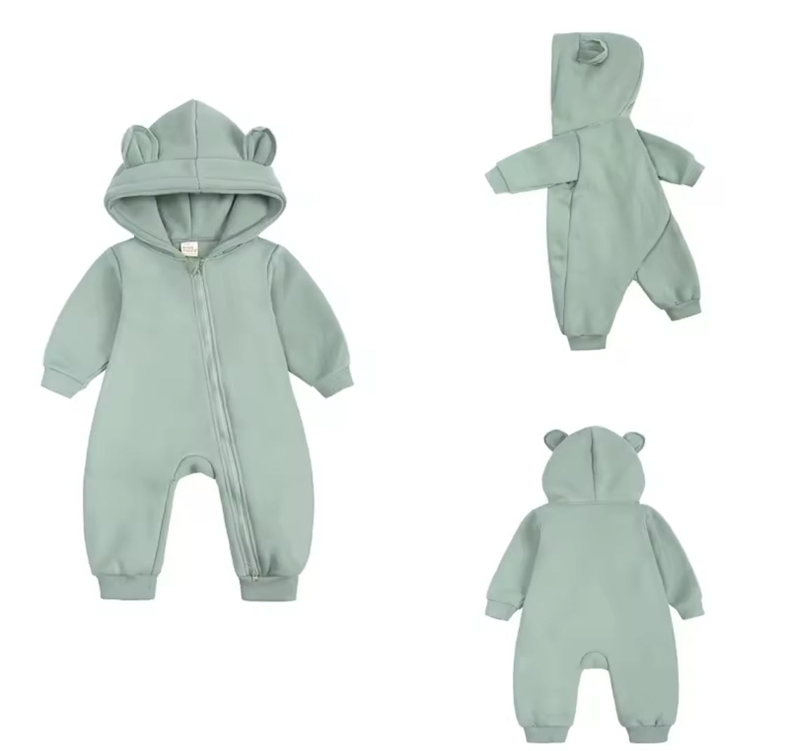 Personalised baby hooded bear onesie