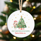 Personalised ceramic first Christmas as bauble