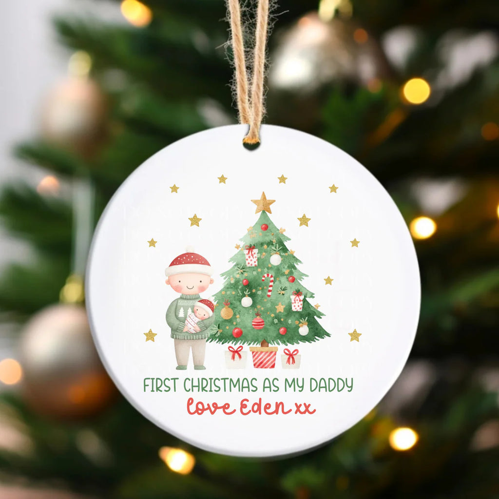 Personalised ceramic first Christmas as bauble