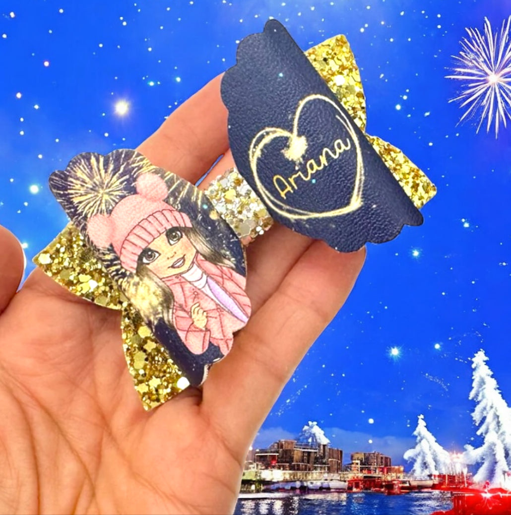 Personalised new year fireworks hair bow