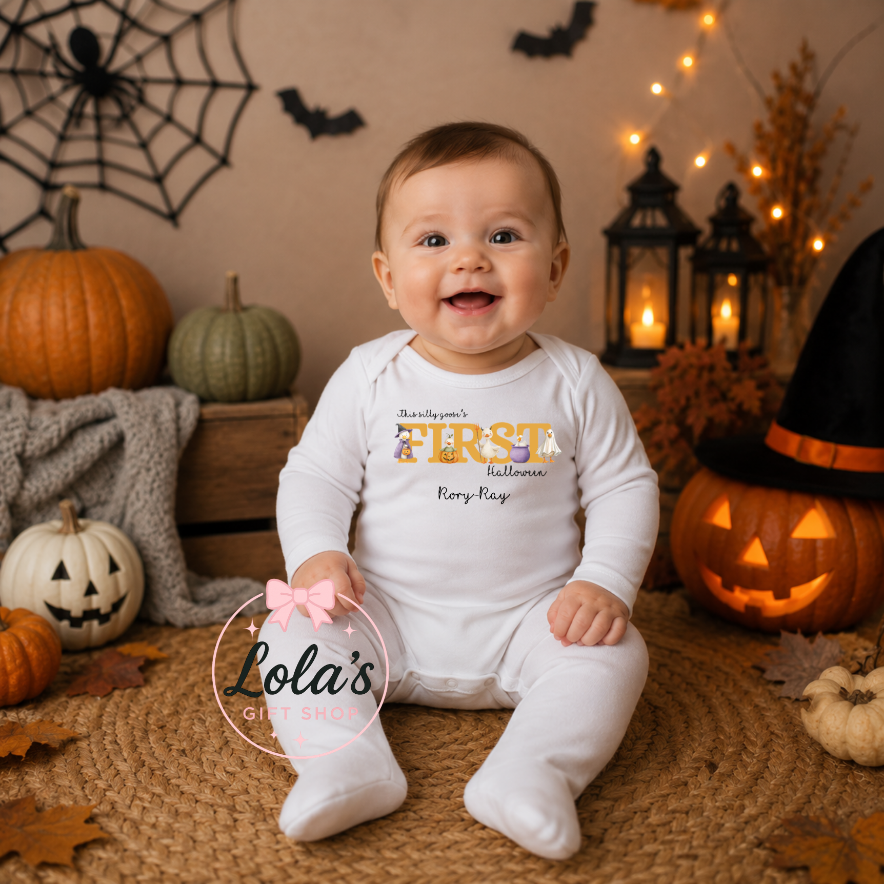 Spooky goose’s first Halloween romper