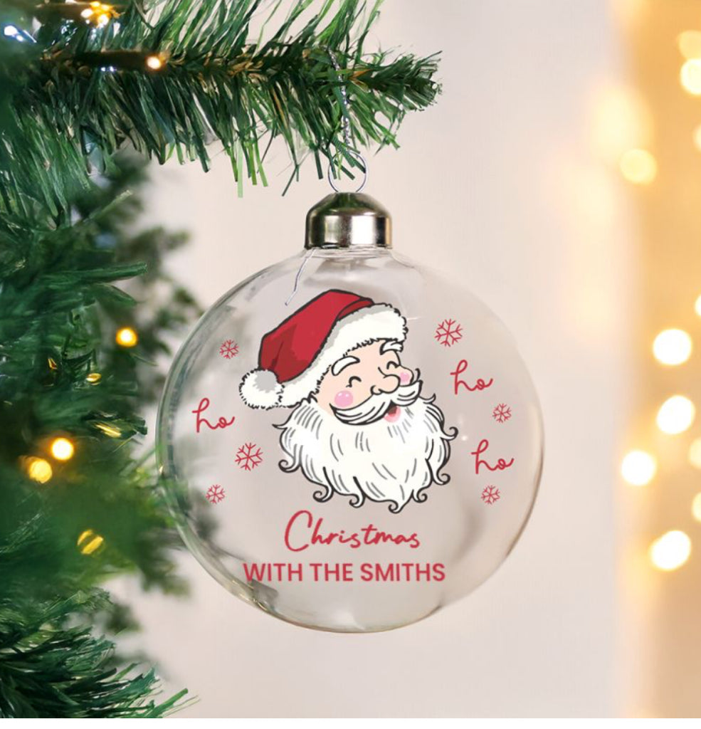 Personalised Santa glass bauble