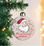 Personalised Santa glass bauble