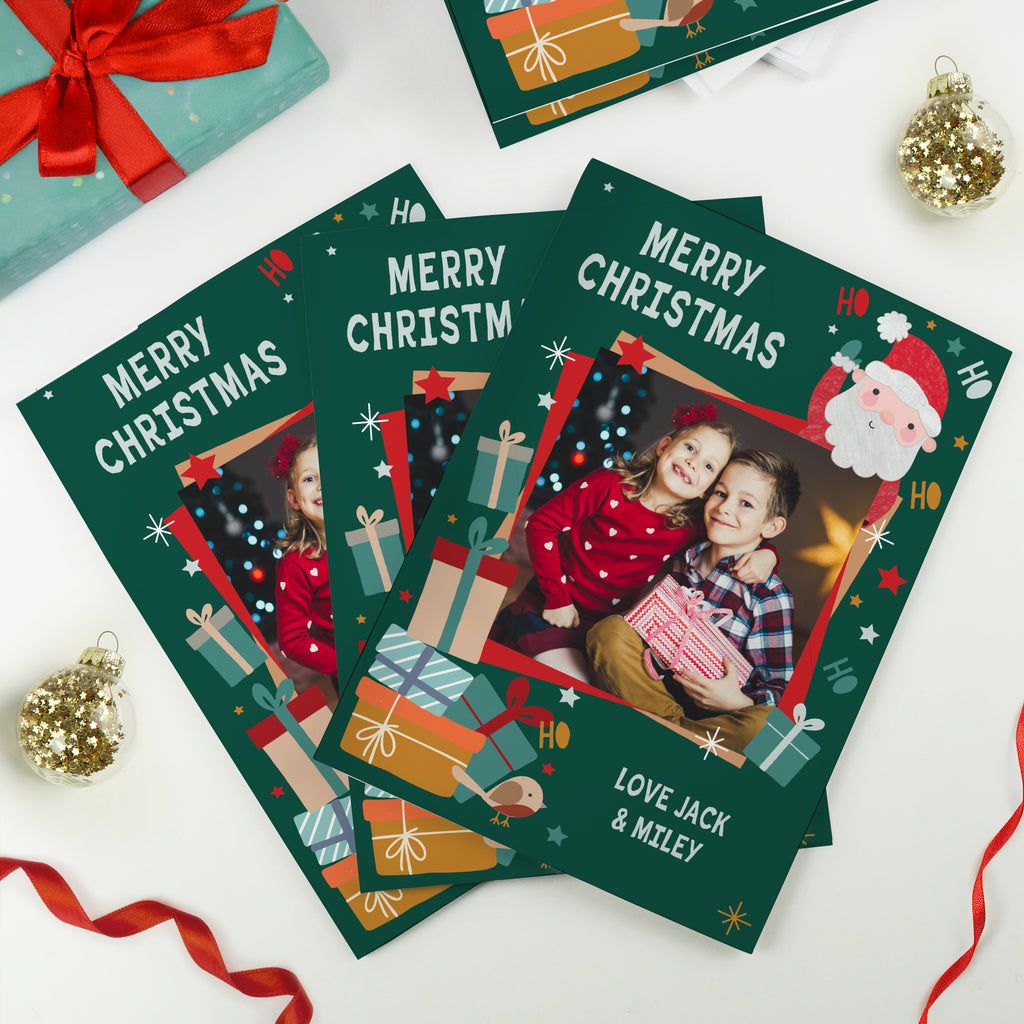 Personalised Photo Upload Pack of 10 Santa Christmas Cards