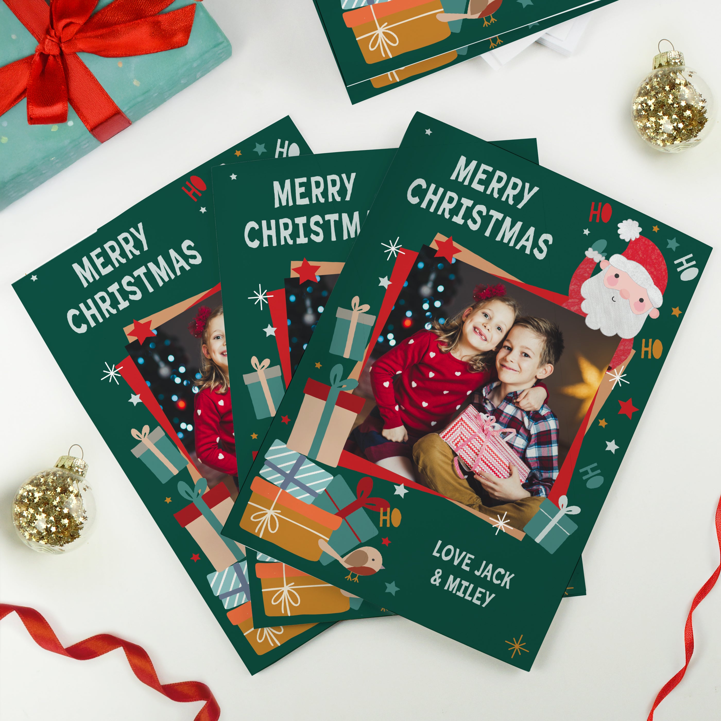 Personalised Photo Upload Pack of 10 Santa Christmas Cards