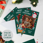 Personalised Photo Upload Pack of 10 Santa Christmas Cards