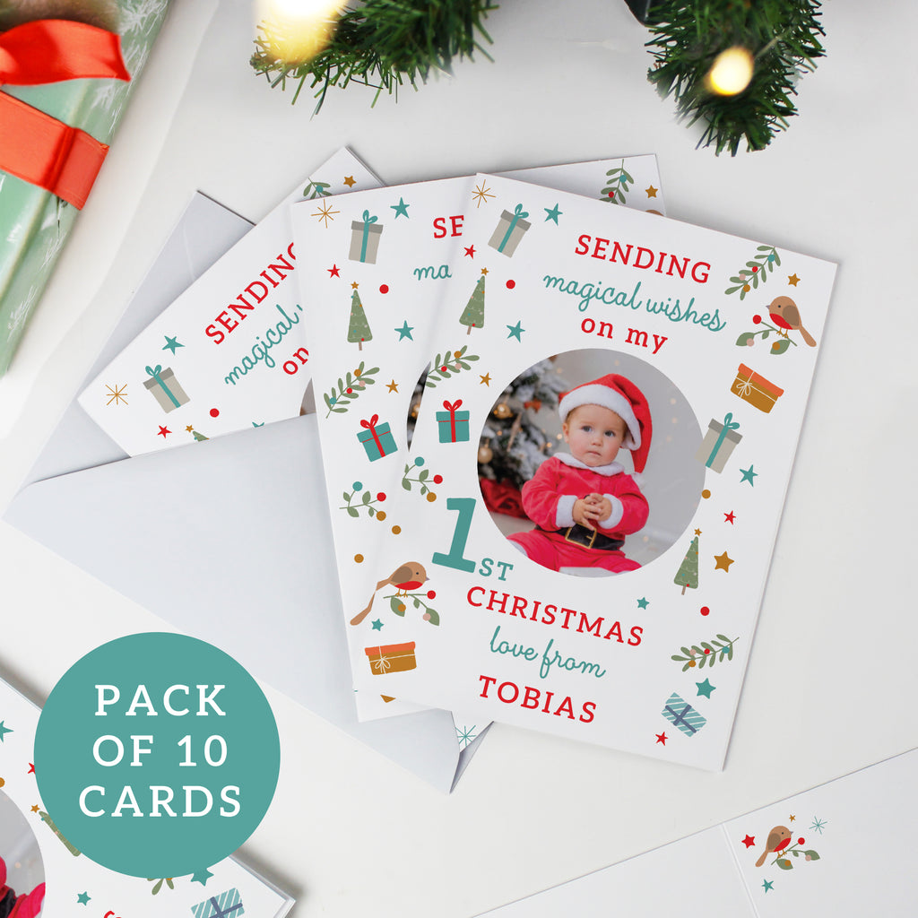 Personalised My 1st Christmas Photo Upload Pack of 10 Cards