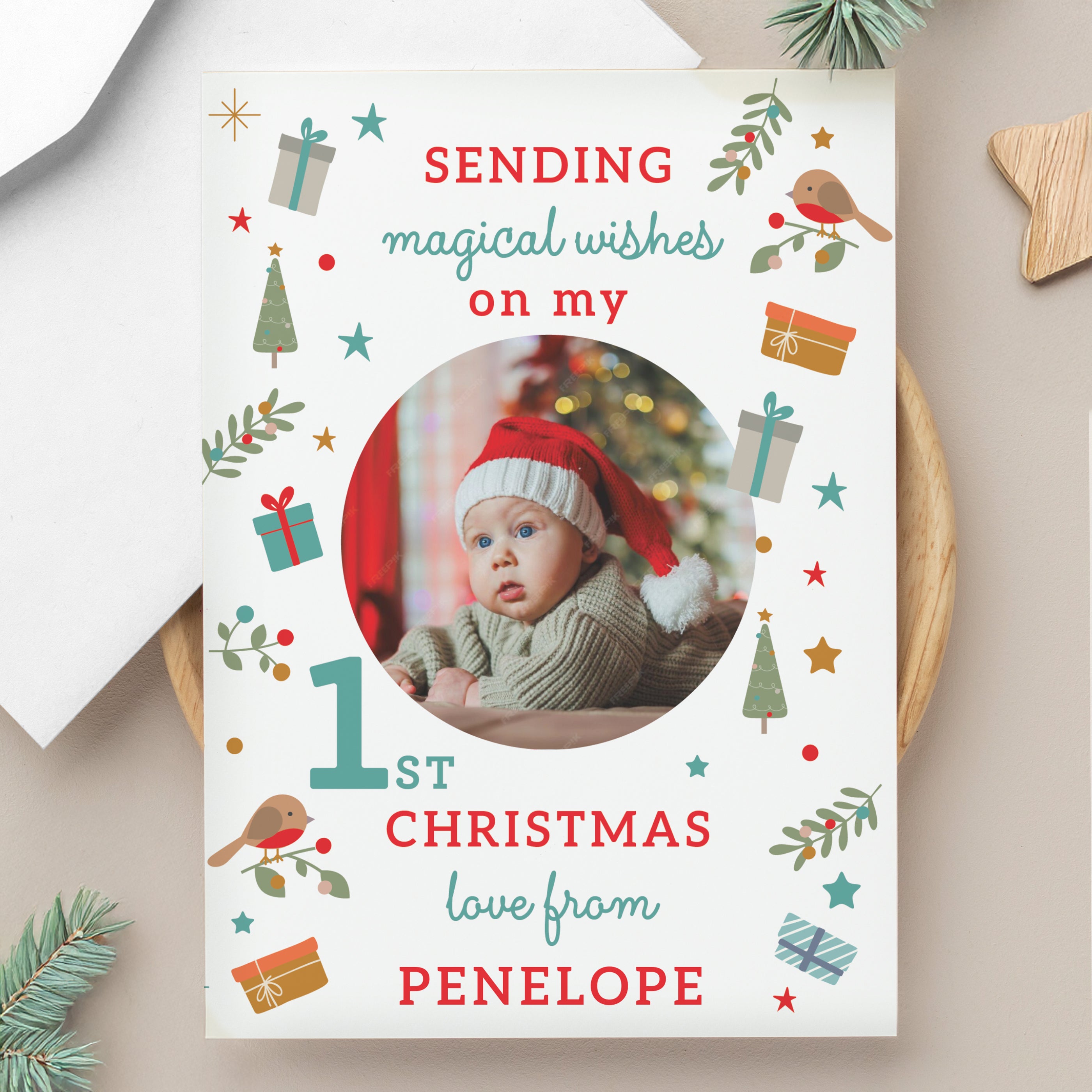 Personalised My 1st Christmas Photo Upload Pack of 10 Cards