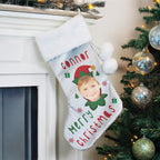Personalised Photo Upload Elf Christmas Stocking