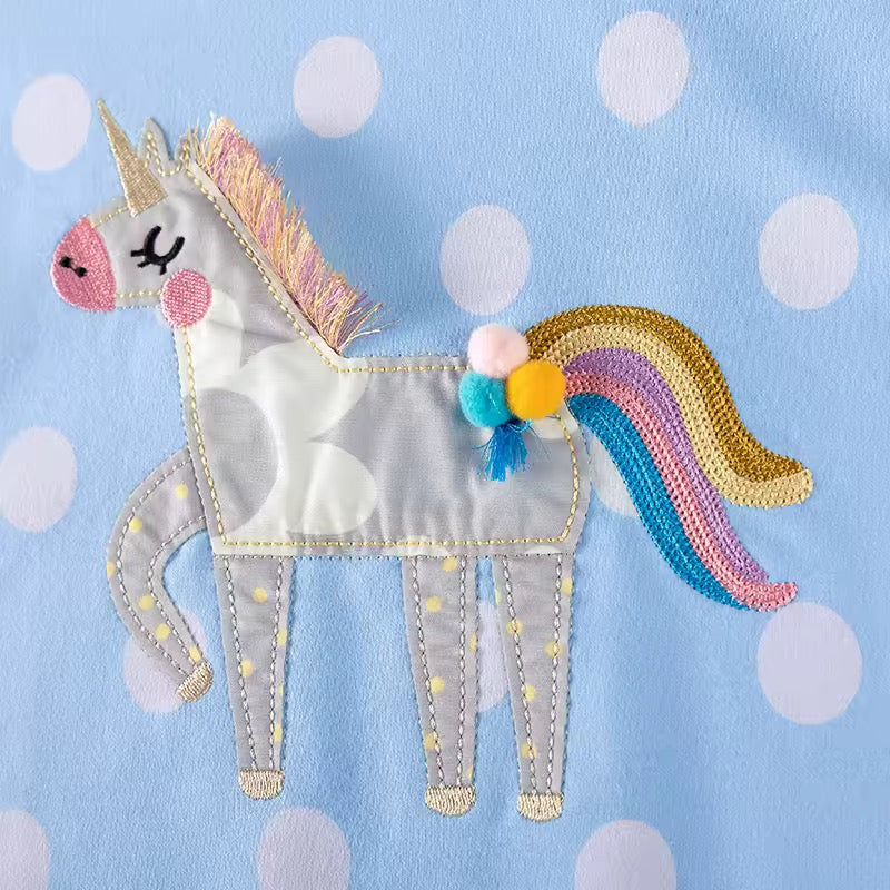 Mesh Sweatshirts Animal Unicorn Embroidery