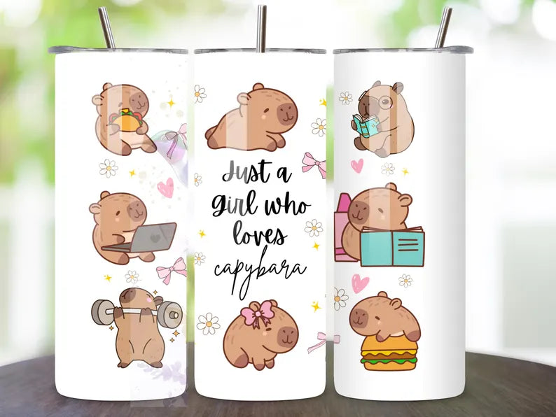 20oz just a girl capybara tumbler
