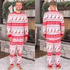 Matching Family Christmas Pyjamas – Red & White Elk Print