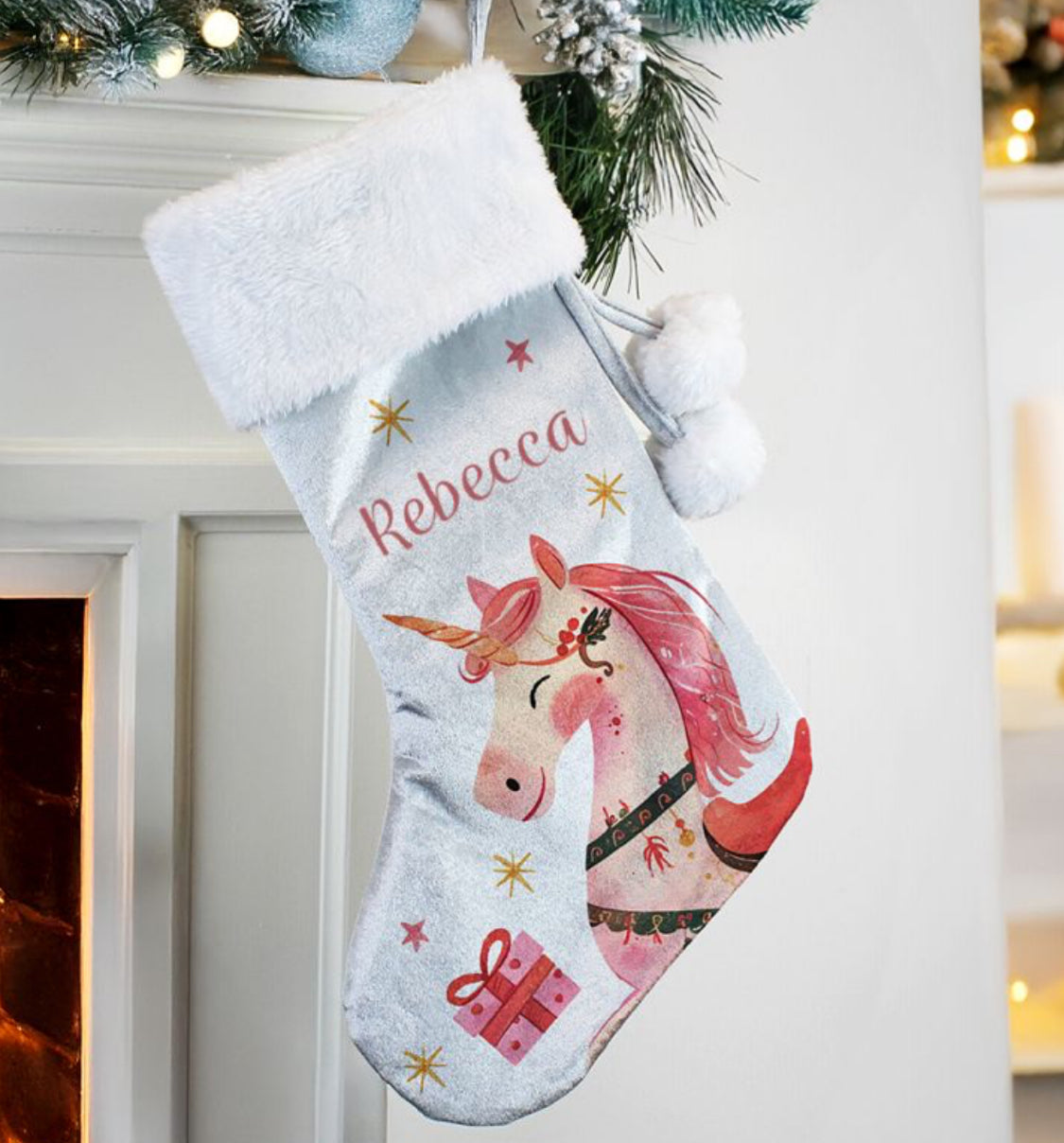 Personalised Unicorn Christmas Stocking