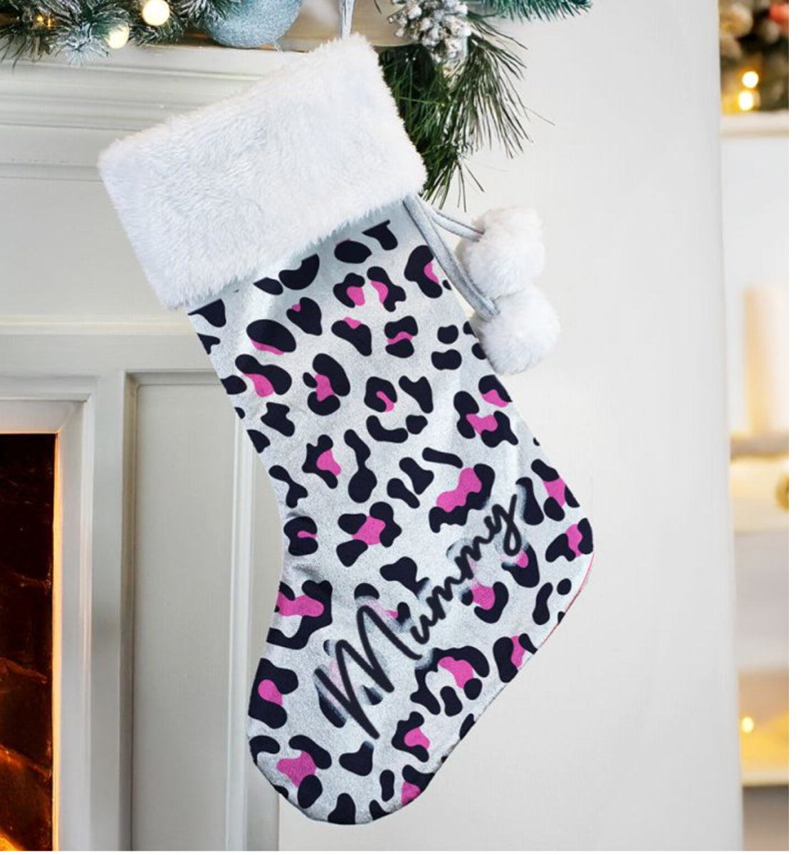 Personalised Leopard Print Christmas Stocking