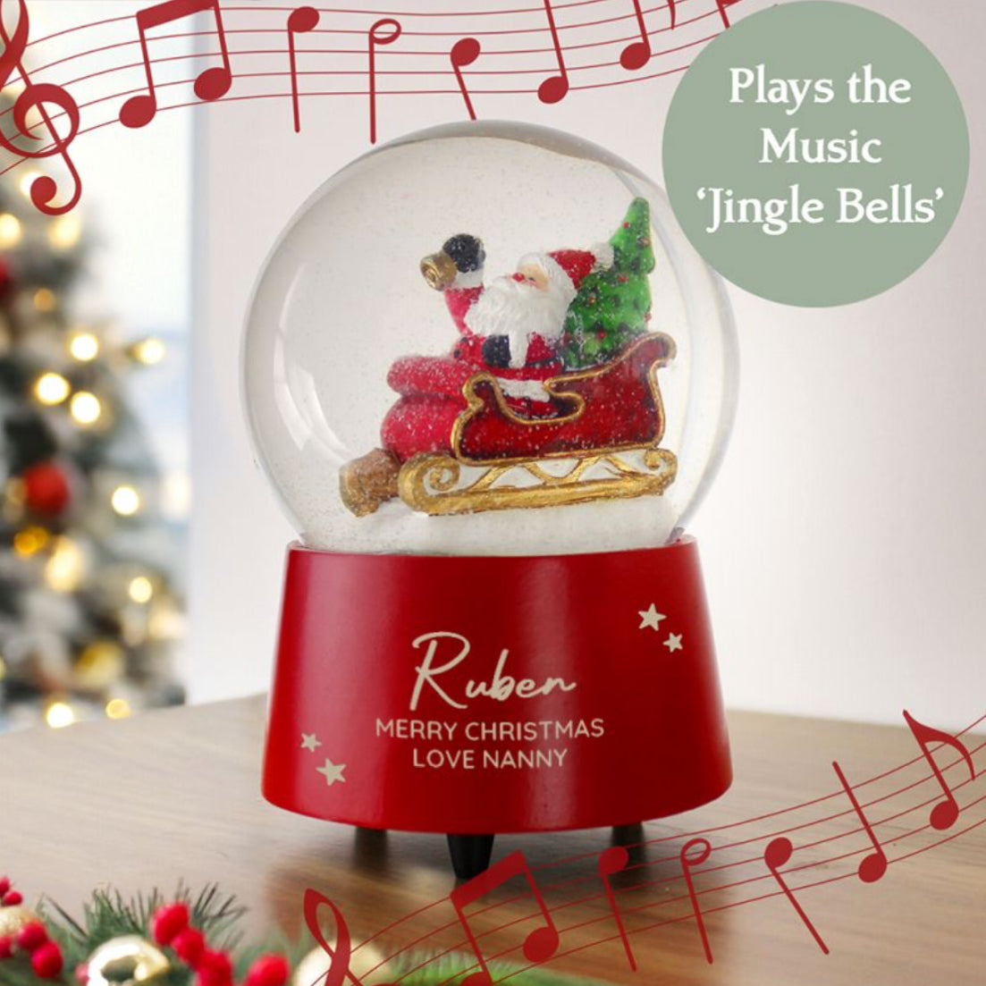 Personalised Musical Santa Globe