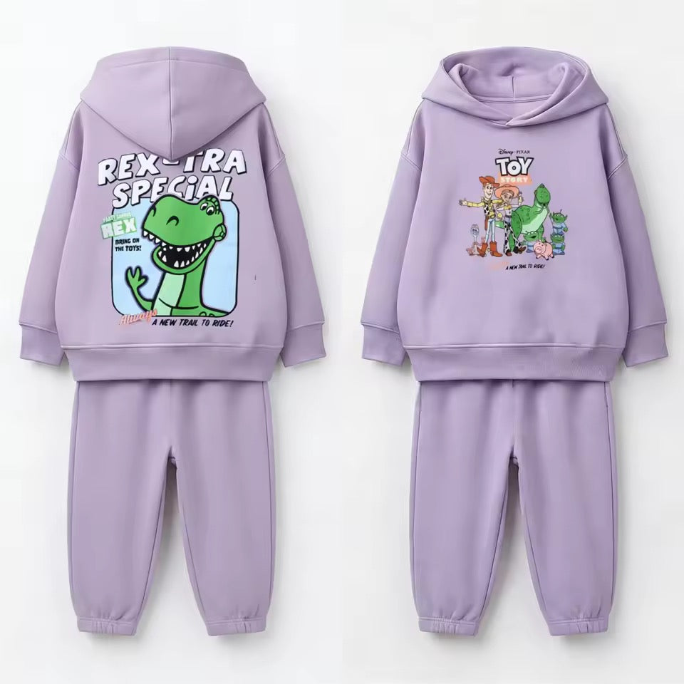 Purple dinosaur and toys tracksuit
