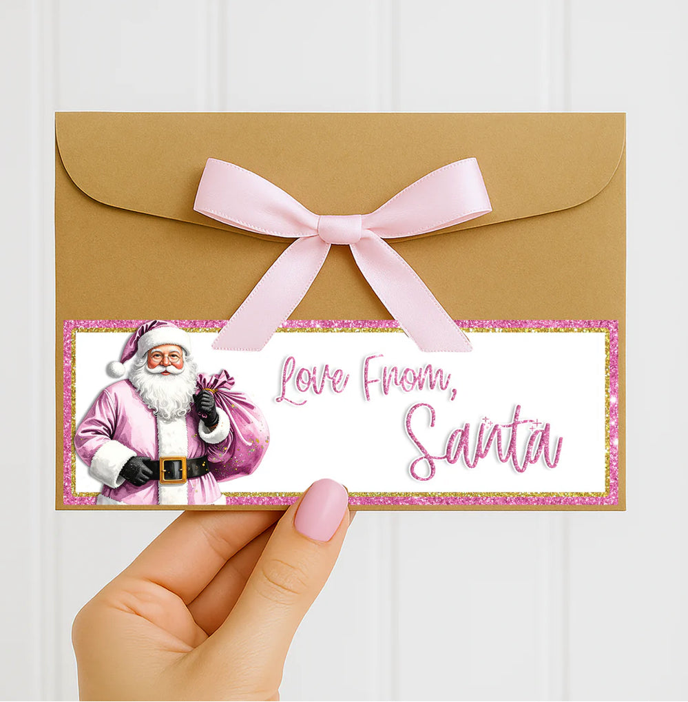 Ribbon envelope and Santa sticker