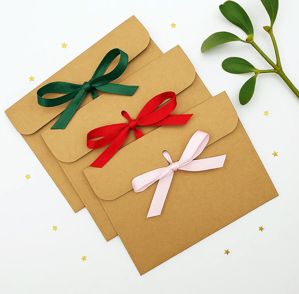 Ribbon envelope and Santa sticker