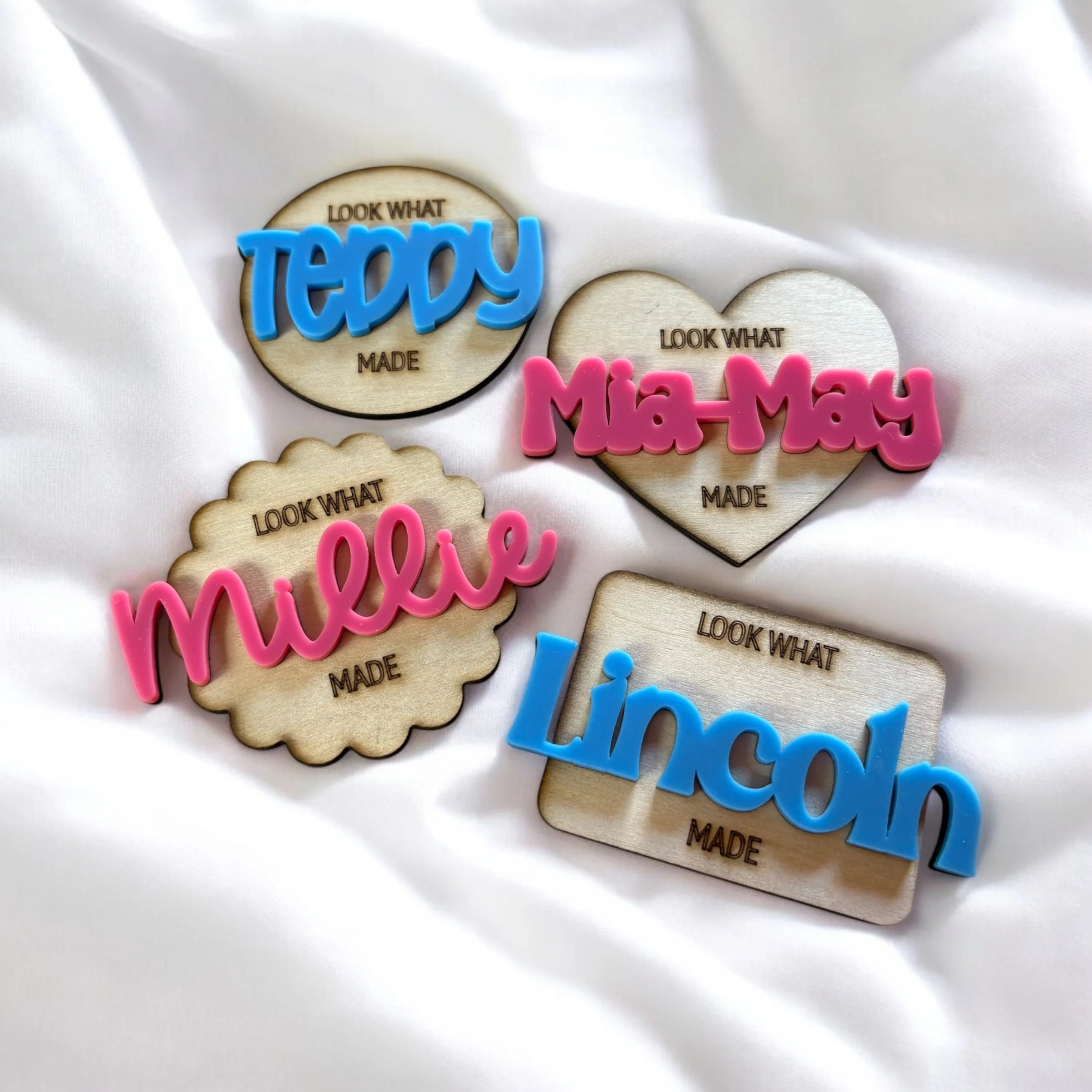 Wooden/acrylic fridge magnets