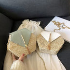 Hexagon straw handbag