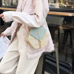 Hexagon straw handbag