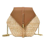 Hexagon straw handbag