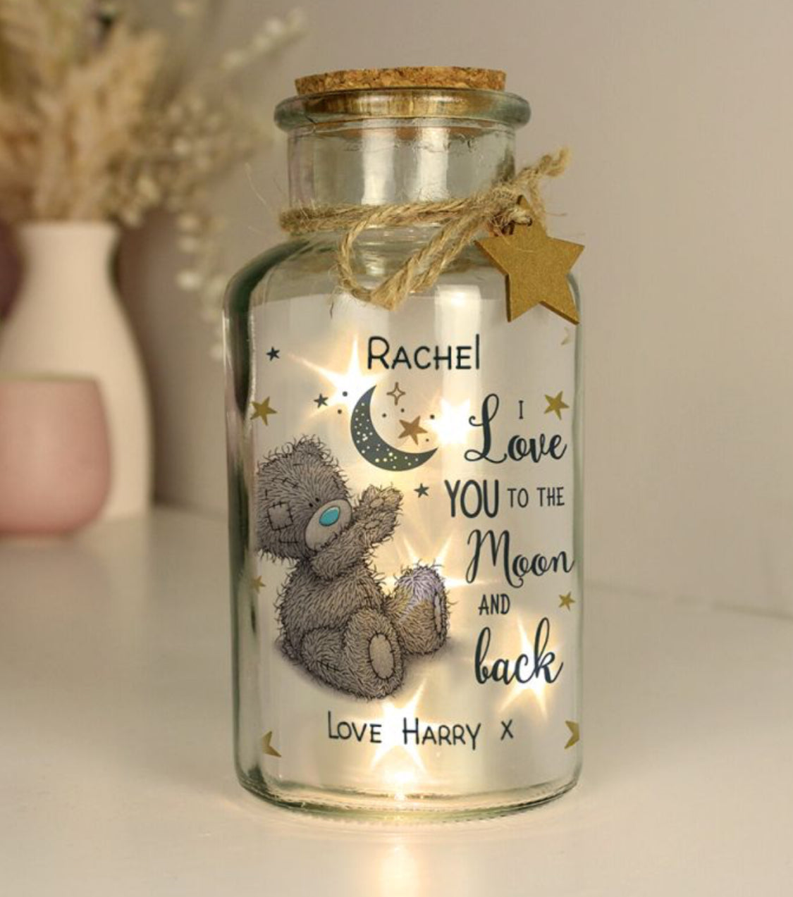 Personalised Me to You Moon & Back LED Light Up Jar