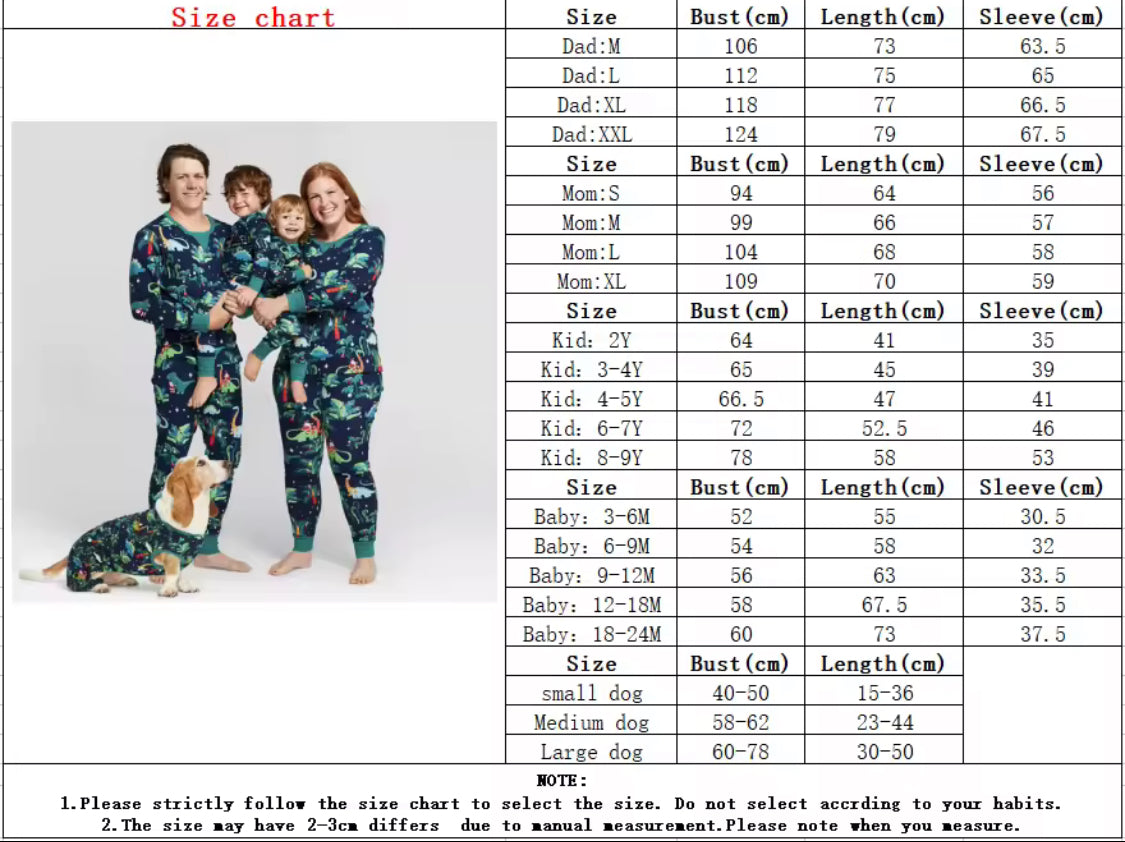 Christmas dinosaur family pyjamas