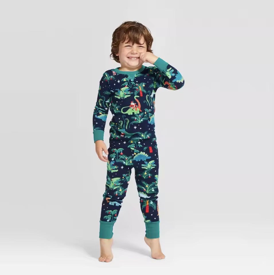 Christmas dinosaur family pyjamas
