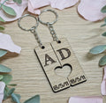Personalised Couple Heart Oak Keyring - Engraved Product