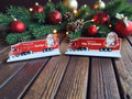 Acrylic personalised Santa cola truck plaque and stand