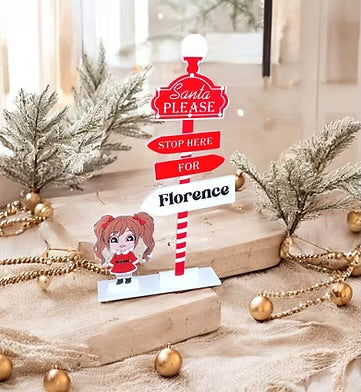 Acrylic personalised Santa stop here sign