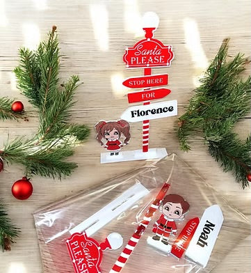 Acrylic personalised Santa stop here sign
