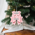 Christmas pink bow bauble-upto 4 names only