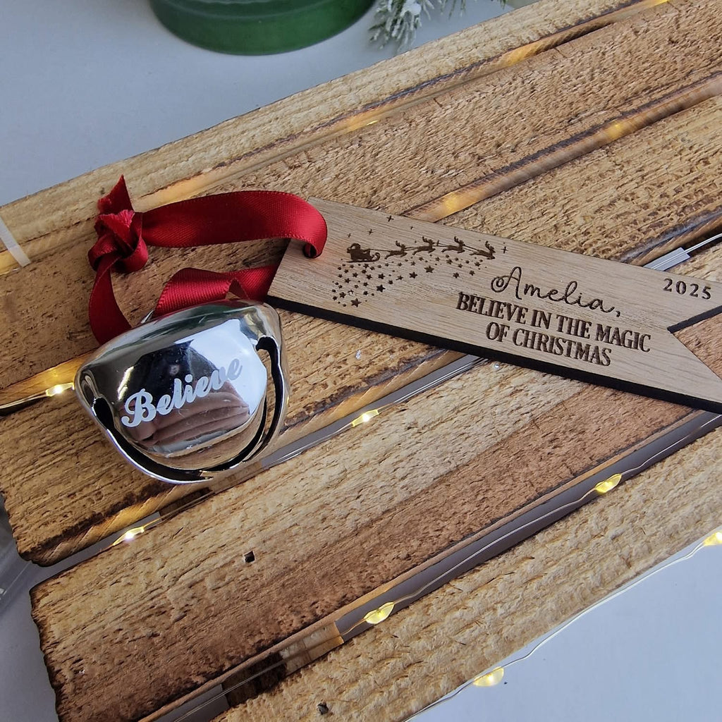 Personalised Believe In The Magic of Christmas Oak Tag - Engraved Product