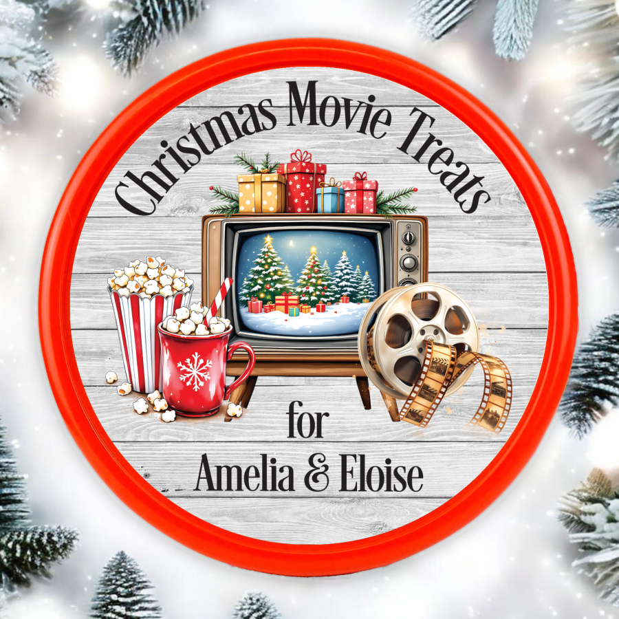 Christmas movie chocolate tub topper