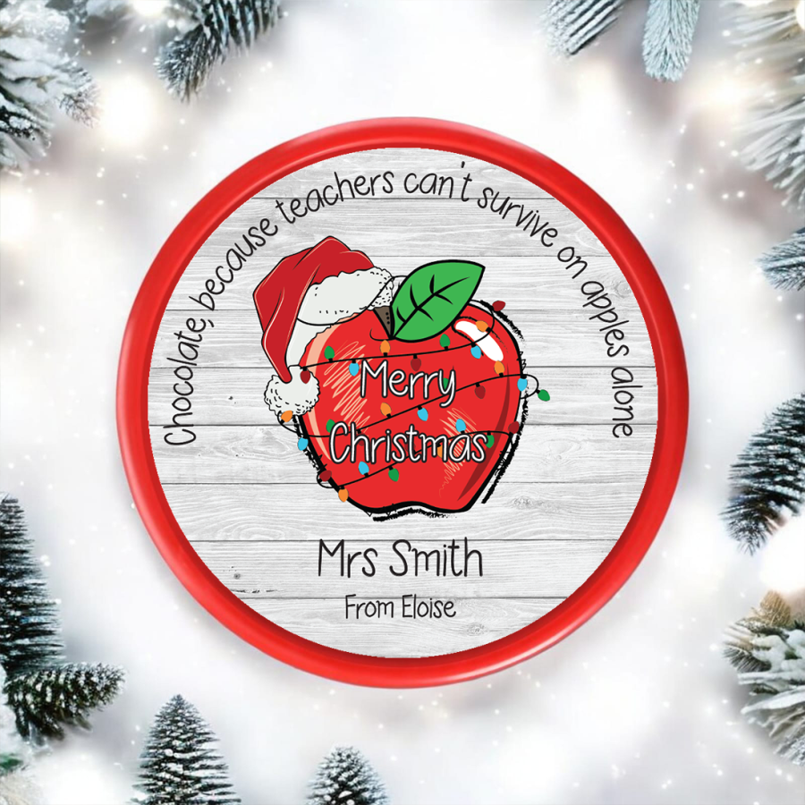Christmas Apple teacher chocolate tub topper