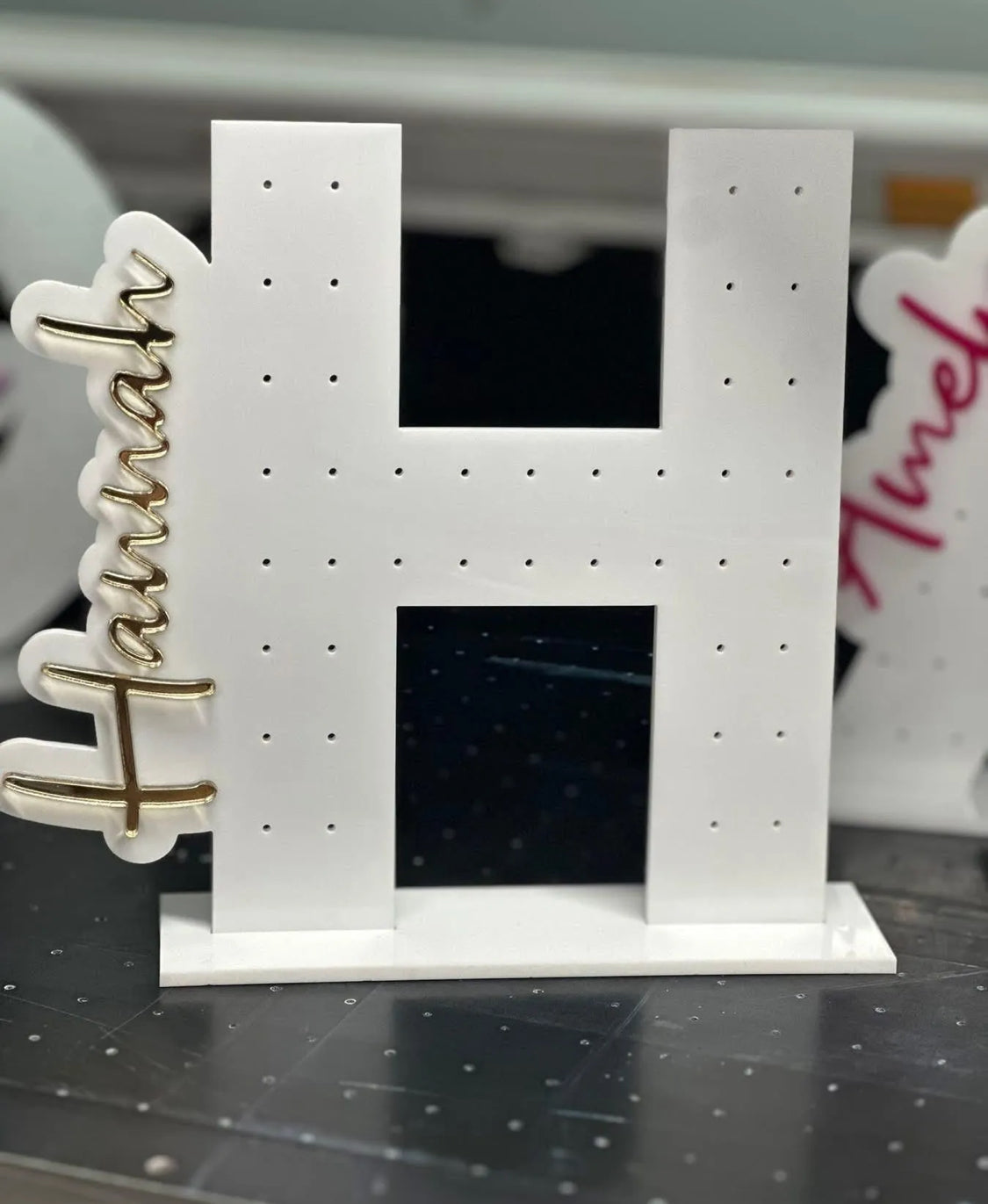 Personalised acrylic earring holder