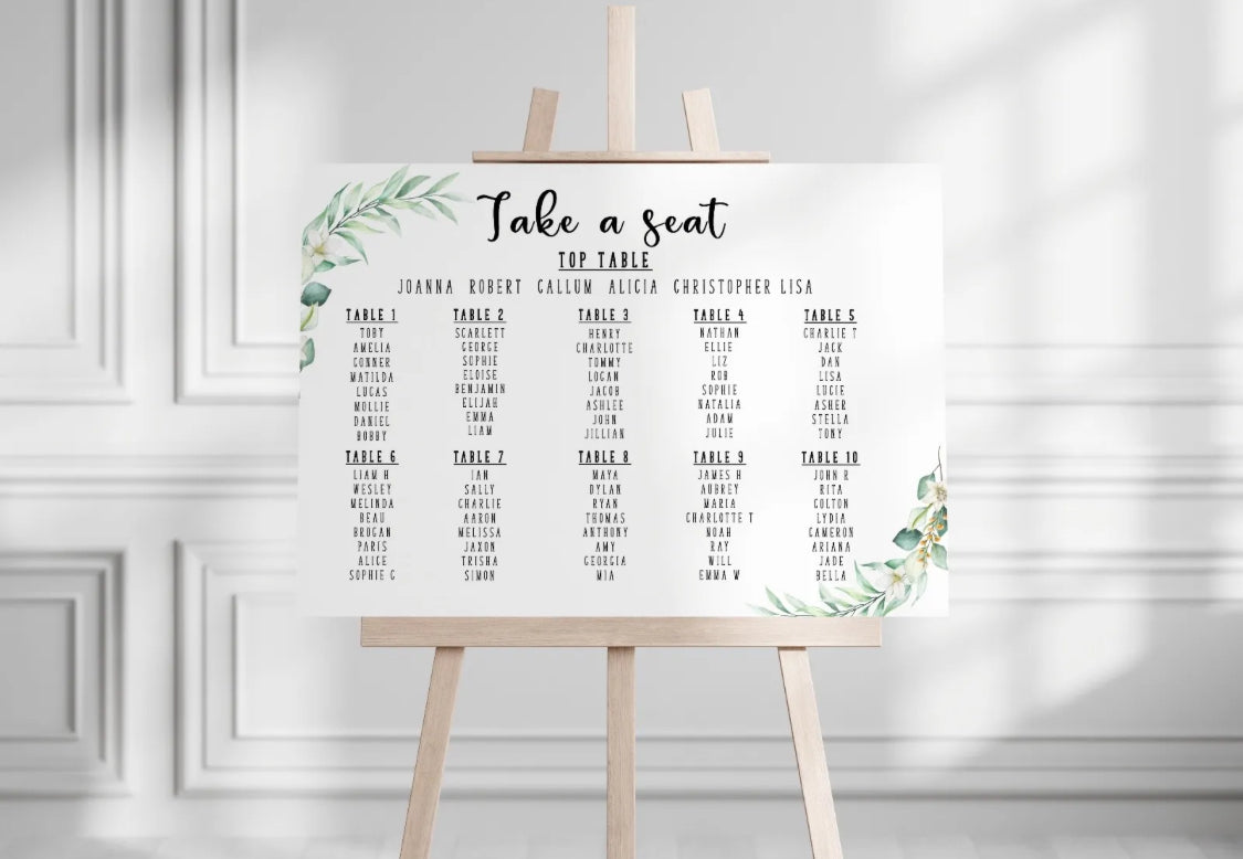 Landscape table plan greenery upto 10 tables