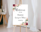 Welcome wedding boards white & burgundy