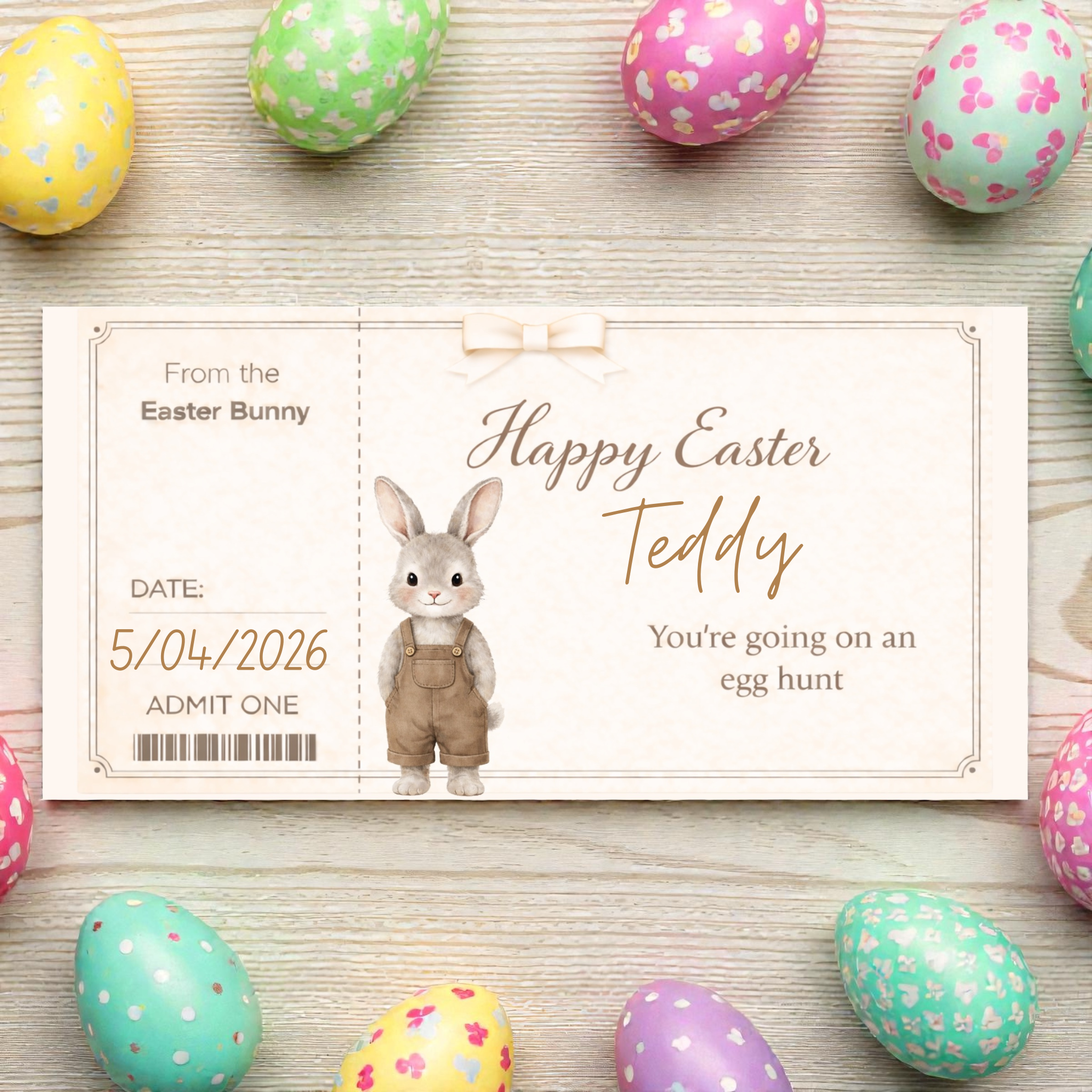 6x3” easter bunny hunt ticket