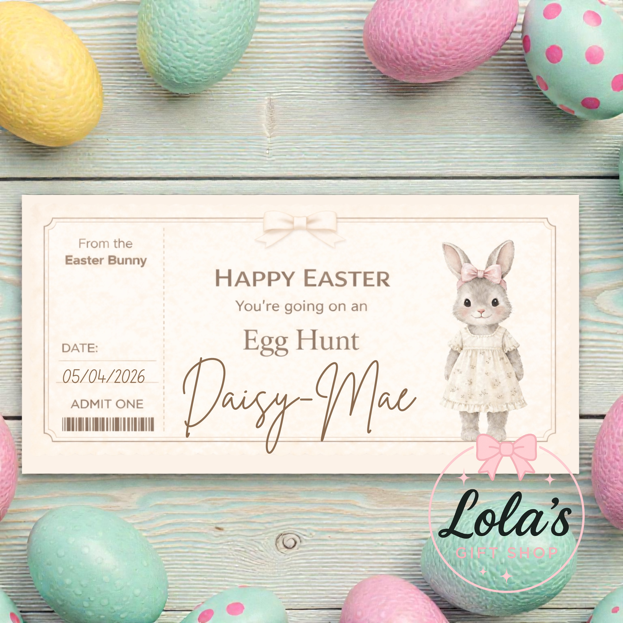 6x3” easter bunny hunt ticket